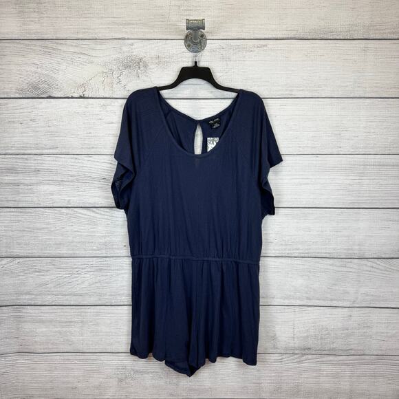 City Chic Plus Size Blue Greta Lounge Lightweight Romper Size 22 - Picture 1 of 8